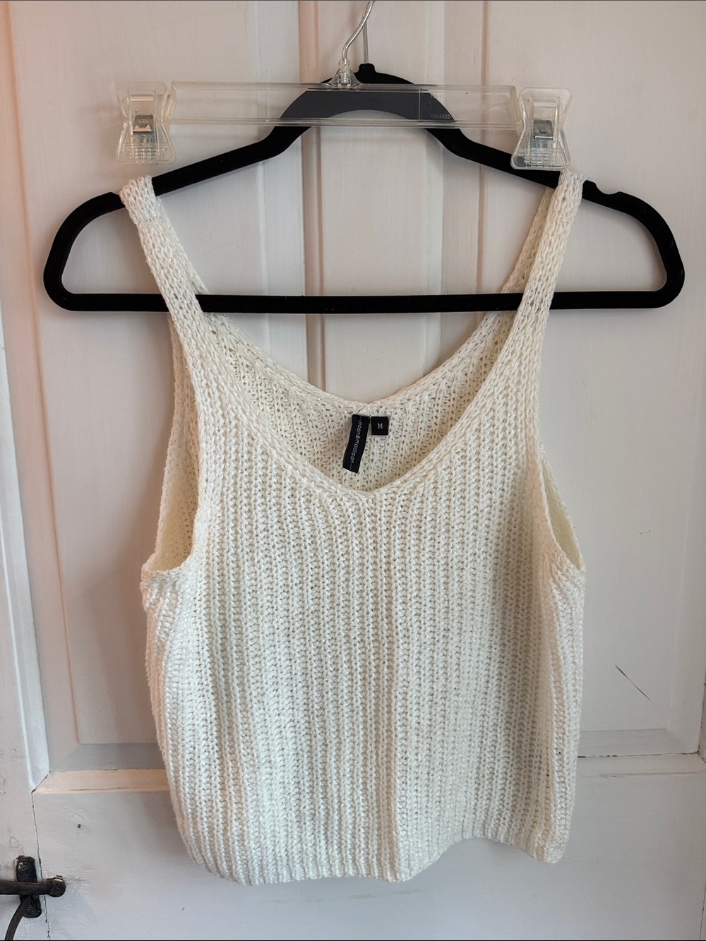 moon & madison Cream Knit V-Neck Tank